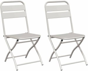 vidaXL Składane krzesła ogrodowe 2 szt. Beżowe 42 x 52 x 82 cm. Wykonane z lekkiej stali malowanej proszkowo. 2