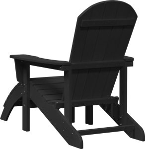vidaXL Fotel Adirondack z podnóżkiem, czarny, HDPE 2