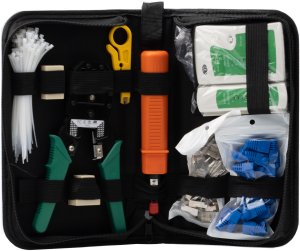 TESTER KABLI RJ45 ZACISKARKA NARZEDZIA LAN W ETUI KOSTKA ZŁĄCZE HERMETYCZNE 14