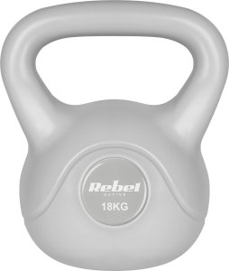 Kettlebell bitumiczny 18 kg szary REBEL ACTIVE 3