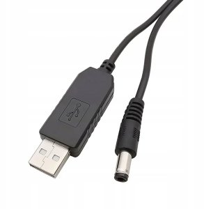 KABEL PRZETWORNICA USB DC 5,5X2,1MM 5V-12V STEP UP 1A 100CM ROSFIX 2