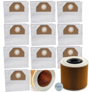 ZESTAW 10XWORKI FILTR DO ODKURZACZA KARCHER SE4001 WD3+WĄŻ SSĄCY WD2 WD6 4M 2