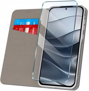 krainaGSM Etui z klapką do Xiaomi Redmi Note 14 5G Zamykane Granatowe Futerał + Szkło 2