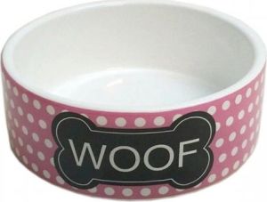 Yarro International Miska Ceramiczna Dla Psa Woof Różowa 13x4.5 1