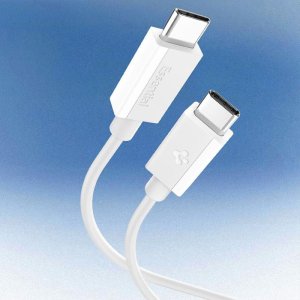 Spigen BIAŁY KABEL SPIGEN USB C 2M SZYBKIE ŁADOWANIE, Odporny, Wytrzymały, PD 60W 3
