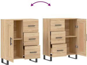 vidaXL Szafka, dąb sonoma, 69,5x34x90 cm, materiał drewnopochodny 9