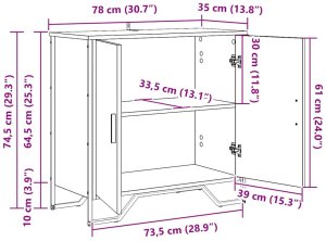 vidaXL Bufet Brązowy 78 x 35.5 x 74.5 cm 9