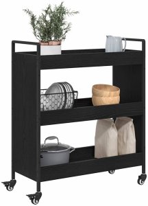 vidaXL Wózek Kuchenny Czarny dąb 70 x 30 x 82 cm 3