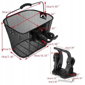 METALOWY DUŻY KOSZ KOSZYK ROWEROWY NA KIEROWNICĘ NA CLICK UCHWYT 6