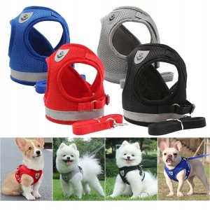 SZELKI BEZUCISKOWE SPACEROWE REGULOWANE ODBLASK DLA KOTA + SMYCZ ROZMIAR M 7