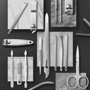 ZESTAW DO MANICURE PEDICURE DO PAZNOKCI 20EL PRZYBORNIK NOŻYCZKI CĄŻKI ETUI 2