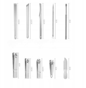 ZESTAW DO MANICURE PEDICURE DO PAZNOKCI 20EL PRZYBORNIK NOŻYCZKI CĄŻKI ETUI 3