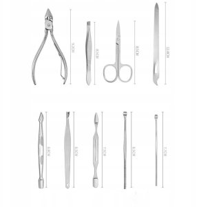 ZESTAW DO MANICURE PEDICURE DO PAZNOKCI 20EL PRZYBORNIK NOŻYCZKI CĄŻKI ETUI 4