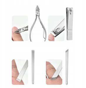 ZESTAW DO MANICURE PEDICURE DO PAZNOKCI 20EL PRZYBORNIK NOŻYCZKI CĄŻKI ETUI 8