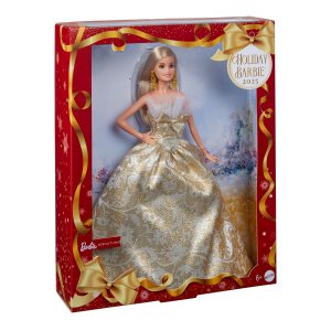 Lalka Barbie Mattel Signature Holiday Barbie 2025 - Lalka kolekcjonerska w złoto-srebrnej sukni (JBH95) 11