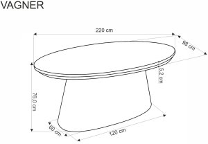 Stół owalny VAGNER 220x98 orzech HALMAR 14