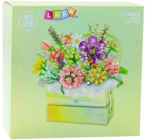 Klocki Konstrukcyjne Kompozycja W Pudełku Box Kwiatowy Zielony LED 750el. LEAN Toys 3