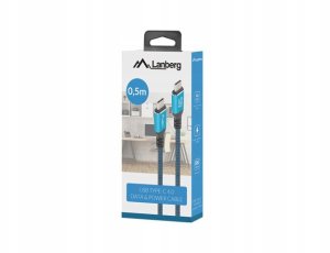 Kabel USB Lanberg USB-C - USB-C 0.5 m Czarno-niebieski (CA-CMCM-44CU-0005-BK) 6