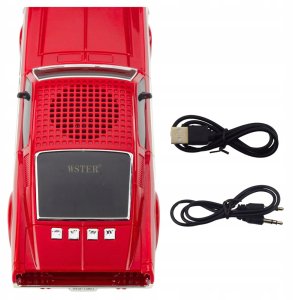 Głośnik Bezprzewodowy Bluetooth Samochód Klasyczny Światła LED Czerwony 4