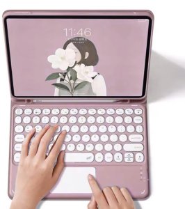 Etui z klawiaturą Bluetooth touchpad do iPad Pro 13 Gen5 (Różowe) 2