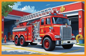 Trefl Puzzle Rodzina Treflików - Wóz strażacki i karetka 2x24 elementy (34447) 2