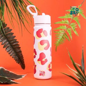 Brosky Różowa butelka na wodę z nadrukiem w zwierzęcy motyw 680 ml 3