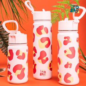 Brosky Różowa butelka na wodę z nadrukiem w zwierzęcy motyw 680 ml 4