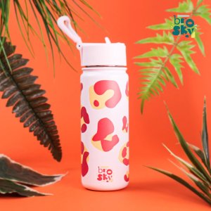 Brosky Wild Różowa butelka na wodę z nadrukiem w motyw zwierzęcy 550 ml 3