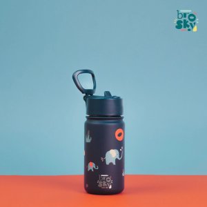Brosky O. Granatowy bidon termiczny na wodę w słoniki 450 ml 3