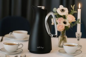 Termos z wkładem szklanym 1L ALESSIA czarno-srebrny 9217 4