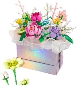 Klocki Konstrukcyjne Kompozycja W Pudełku Box Kwiatowy Fioletowy LED 706el. LEAN Toys 2