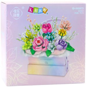 Klocki Konstrukcyjne Kompozycja W Pudełku Box Kwiatowy Fioletowy LED 706el. LEAN Toys 3