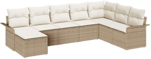 vidaXL Zestaw sof ogrodowych 8-częściowy z poduszkami - beżowy rattan, poliwęglanowy 2