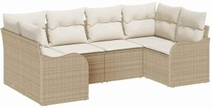 vidaXL Zestaw mebli ogrodowych w kolorze beżowym z poduszkami 2