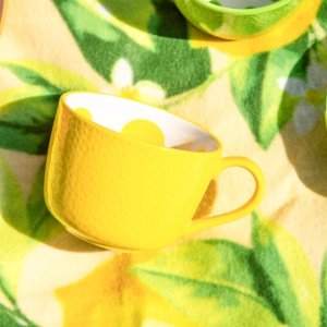 Filiżanka ceramiczna 470ml Żółta w cytrynowy wzór 6