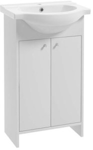 Zestaw łazienkowy szafka z umywalką baterią i syfonem 85x65cm stojąca biała Diana 2