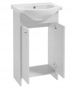 Zestaw łazienkowy szafka z umywalką baterią i syfonem 85x65cm stojąca biała Diana 3
