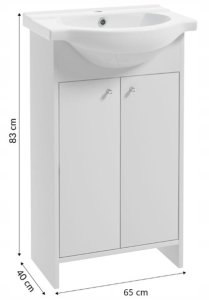 Zestaw łazienkowy szafka z umywalką baterią i syfonem 85x65cm stojąca biała Diana 4