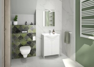 Zestaw łazienkowy szafka z umywalką baterią i syfonem 85x65cm stojąca biała Diana 5