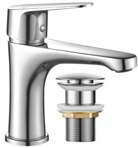 Zestaw łazienkowy szafka z umywalką baterią i syfonem 85x65cm stojąca biała Diana 6