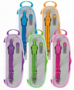 Cyrkiel metalowy szkolny geometryczny w etui z wymiennym wkładem 2