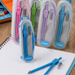 Cyrkiel metalowy szkolny geometryczny w etui z wymiennym wkładem 3
