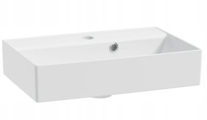 Szafka łazienkowa wisząca z umywalką 60x50cm Biały połysk uchwyt chrom Elara 6