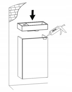 Szafka łazienkowa wisząca z umywalką 60x50cm Biały połysk uchwyt chrom Elara 8