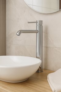 Bateria łazienkowa umywalkowa stojąca stal nierdzewna chrom NOIA 2