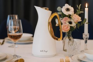 Termos z wkładem szklanym 1L ALESSIA biało-złoty 1043 4