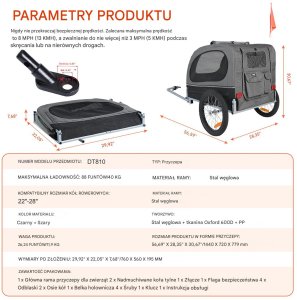 Przyczepka rowerowa dla psa do przewozu transporter do 40 kg 7