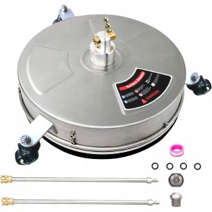 Profesjonalna szczotka do kostki T-Racer 20" 50cm z trzema kołami 275 bar stal nierdzewna z szybkozłączką 3/8" oraz lancą 76cm 10