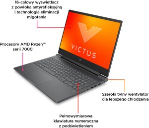 HP Victus Gaming Victus 16-s0284nw AMD Ryzen™ 7 7840HS Laptop 40,9 cm (16.1") Full HD 16 GB DDR5-SDRAM 512 GB SSD NVIDIA GeForce RTX 4060 Wi-Fi 6 (802.11ax) Windows 11 Home Czarny 2
