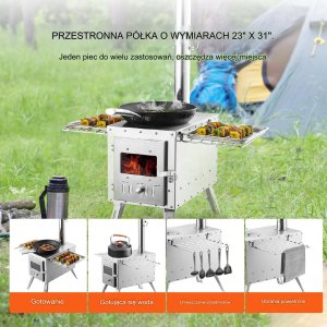 Vevor Kuchenka piec kempingowy grzejny do namiotu opalany drewnem komin 217 cm 2